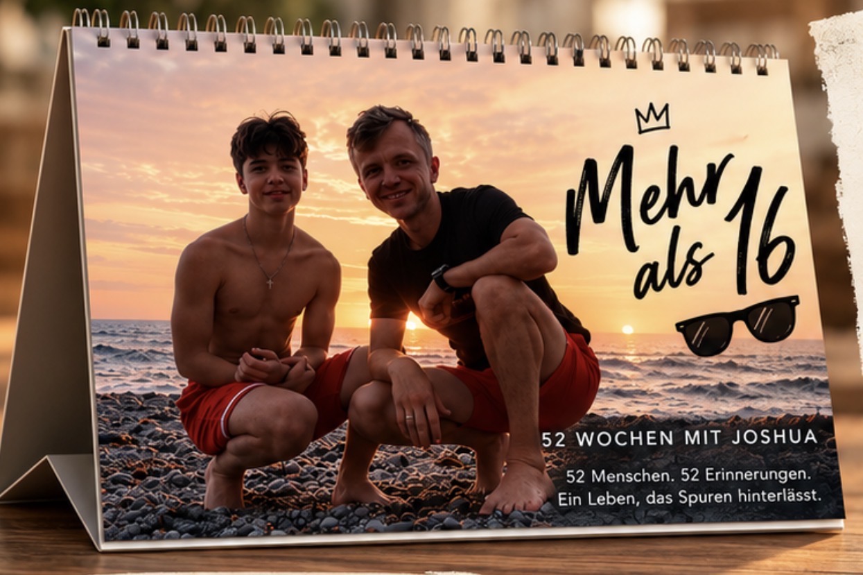 Entwurf des Kalenders „Mehr als 16 – 52 Wochen mit Joshua“